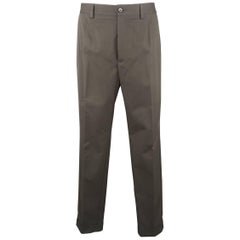 Men's DOLCE & GABBANA Size 32 Dark Gray Stretch Cotton Twill Tapered Cuffed Pant