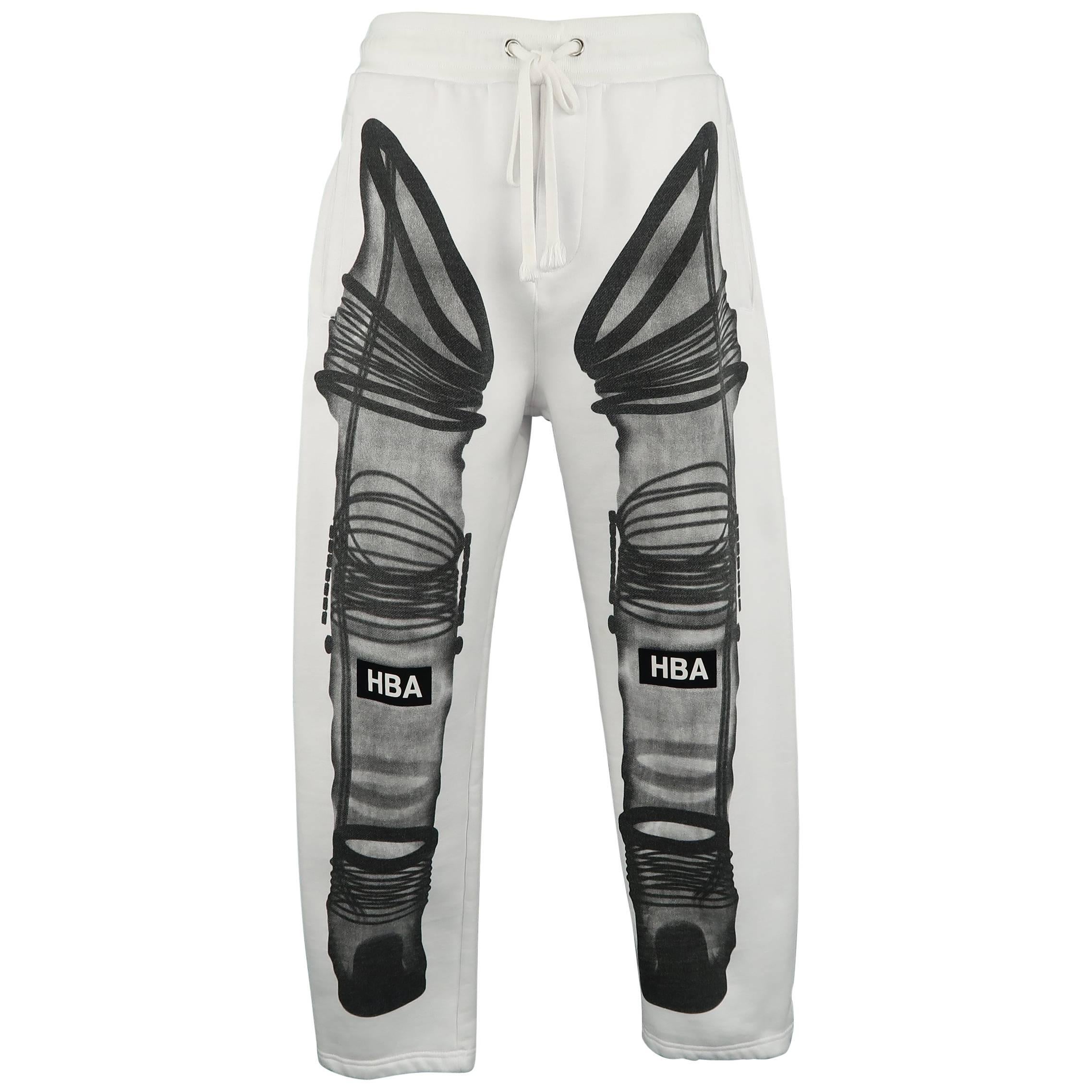 Men's HOOD BY AIR Size M White Black Astronaut X Ray Print Cotton Sweatpants