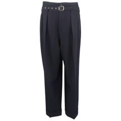 Men's COMME des GARCONS Size M Navy Wool Pleated Belt Waist Dress Pants