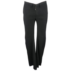 Men's DEVOA Size 34 Black Solid Wool Blend Twill Curved Leg Dress Pants