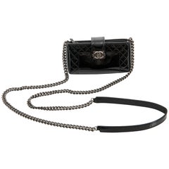 Chanel Black Patent Boy Reverso Mini Pochette Crossbody Bag at 1stDibs