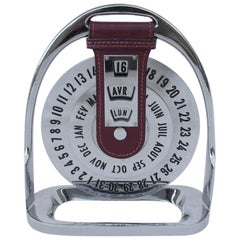 Used Hermès Calendar Ephemeris Stirrup-Shaped Perpetual Calendar Metal and Leather