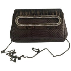 Judith Leiber Brown Python Cross Body Bag