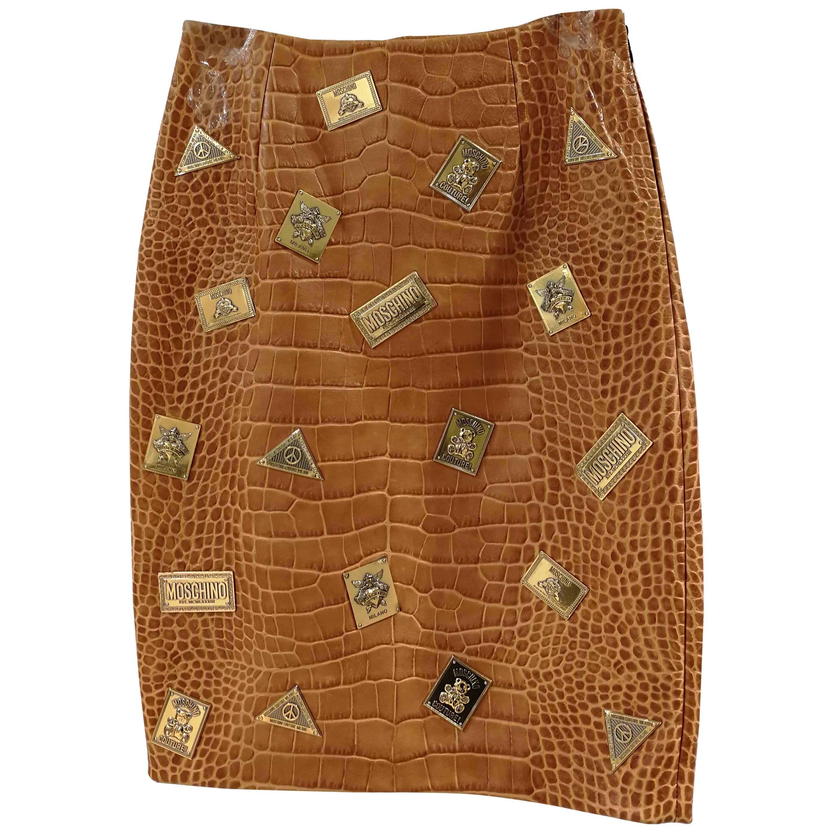 Moschino Couture Brown Leather Skirt