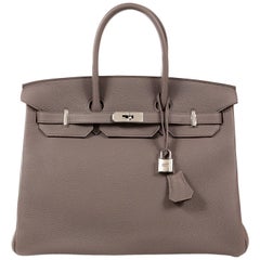 Hermès 35 cm Etain Grey Togo Leather Birkin Bag- Palladium Hardware