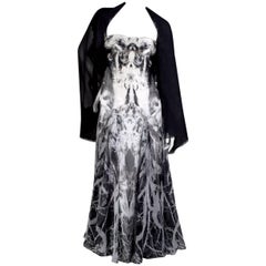 Alexander McQueen Strapless Gown with Black and White Photographic Print, 2010