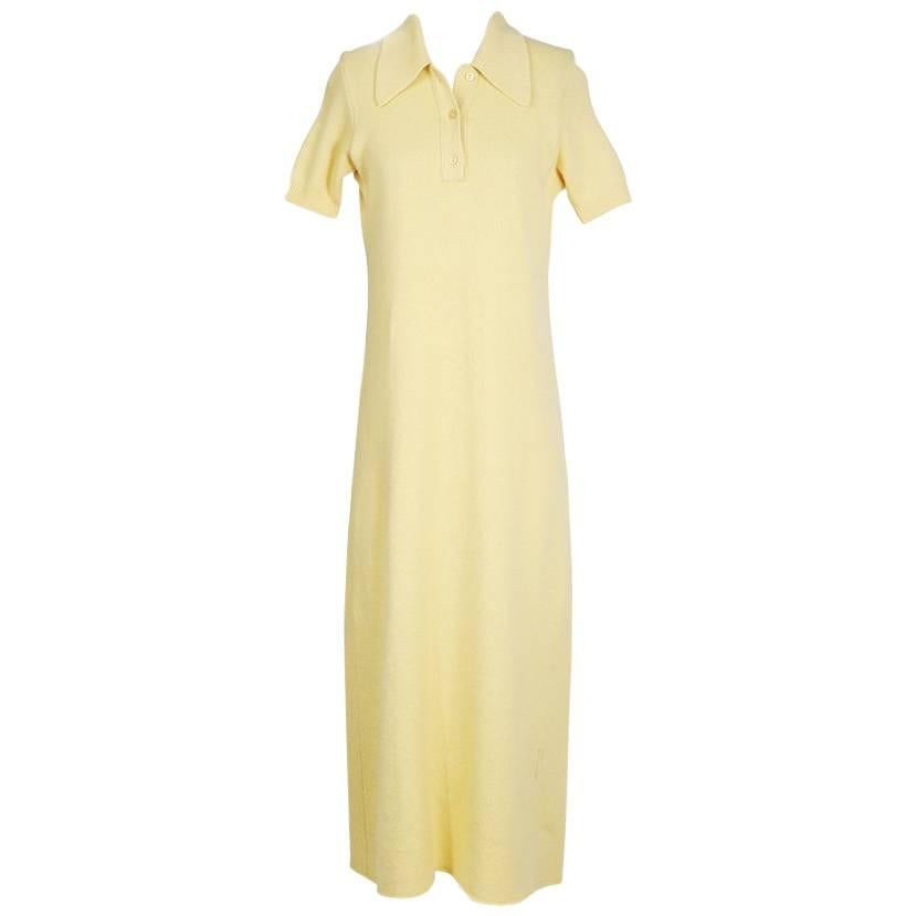 Halston Light Yellow Cashmere Polo Dress, circa 1970s