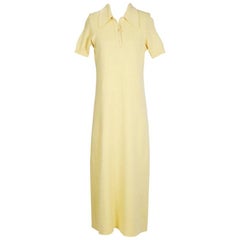 Vintage Halston Light Yellow Cashmere Polo Dress, circa 1970s