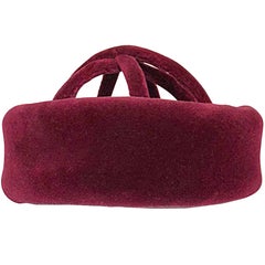 Vintage 1960s Cardinali Original Sample Burgundy Maroon Avant Garde Velvet 60s Cage Hat