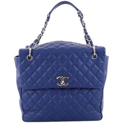 Chanel Front Flap Shopping Tote Quilted Caviar Large