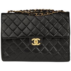 Chanel Black Quilted Lambskin Vintage Jumbo Classic Single Flap Bag, 1990s