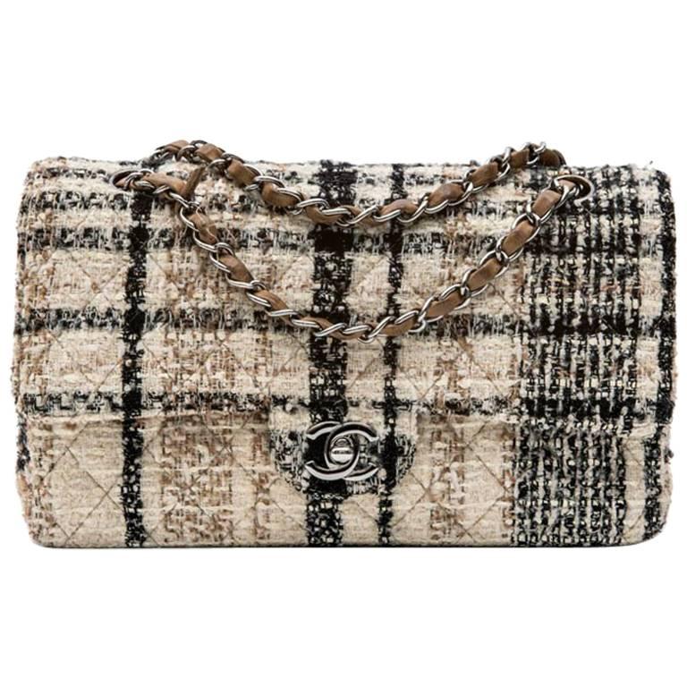 CHANEL Timeless Double Flap Bag in Multicolored Quilted Tweed and Shiny Threads