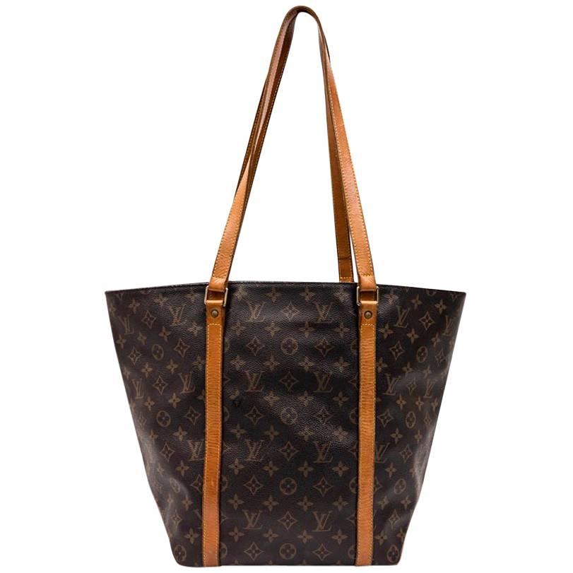 LOUIS VUITTON Vintage Tote Bag in Brown Canvas and Natural Leather