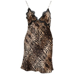 Roberto Cavalli Silk Slip Leopard Print Dress
