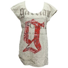 John Galliano Newspaper Print Khaki T-Shirt 