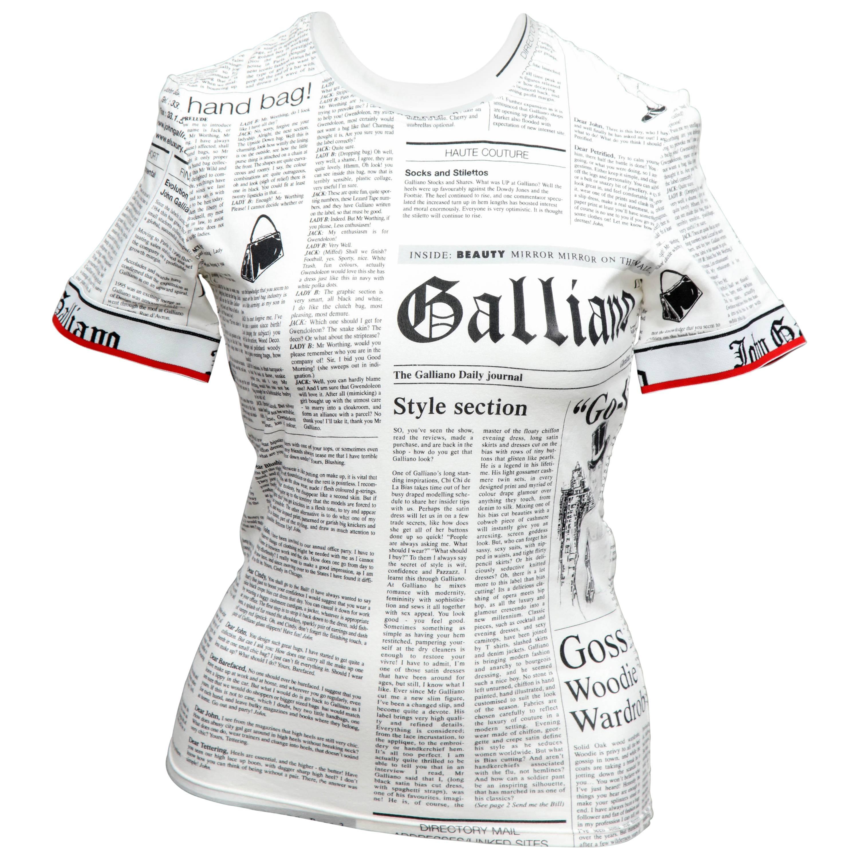 John Galliano Newspaper T-Shirt For Sale