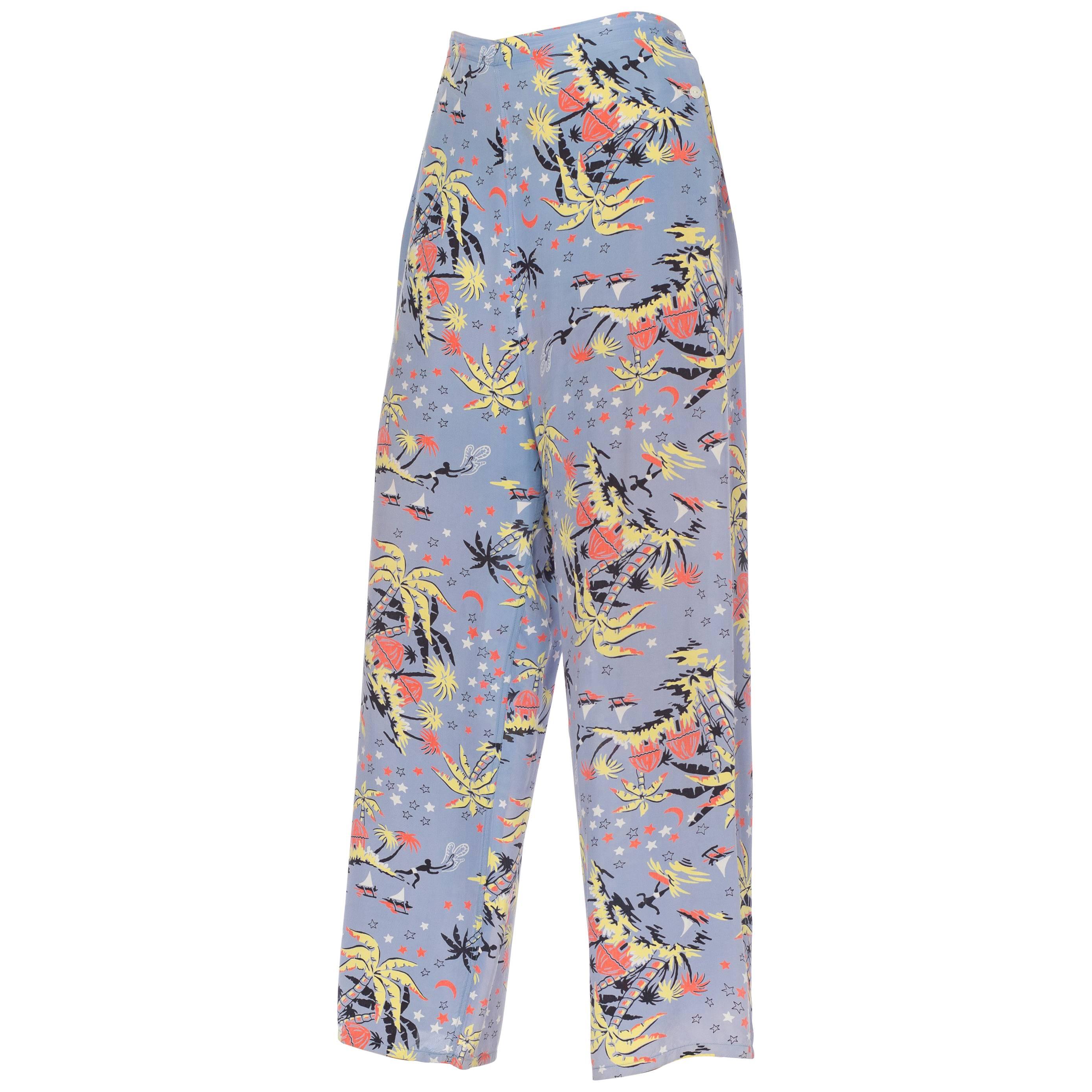 1940s Tropical Starry Night Rayon Lounge Pants