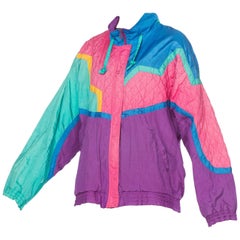 Vintage 1980s Nylon Colorblock Quilted Windbreaker Sportswear Track Jacket