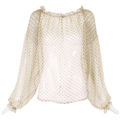 Loulou de la Falaise Silk Chiffon Polka Dot Blouse