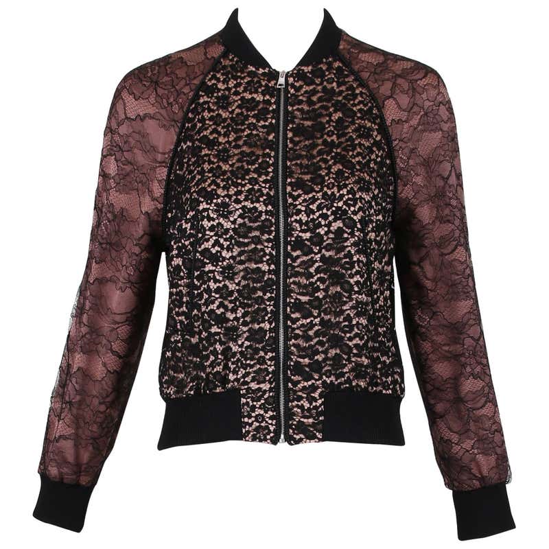 2016 Gucci Black and Dusty Rose Lace Bomber Jacket For Sale at 1stDibs ...