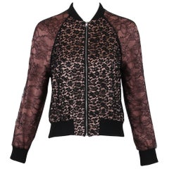 2016 Gucci Black & Dusty Rose Lace Bomber Jacket