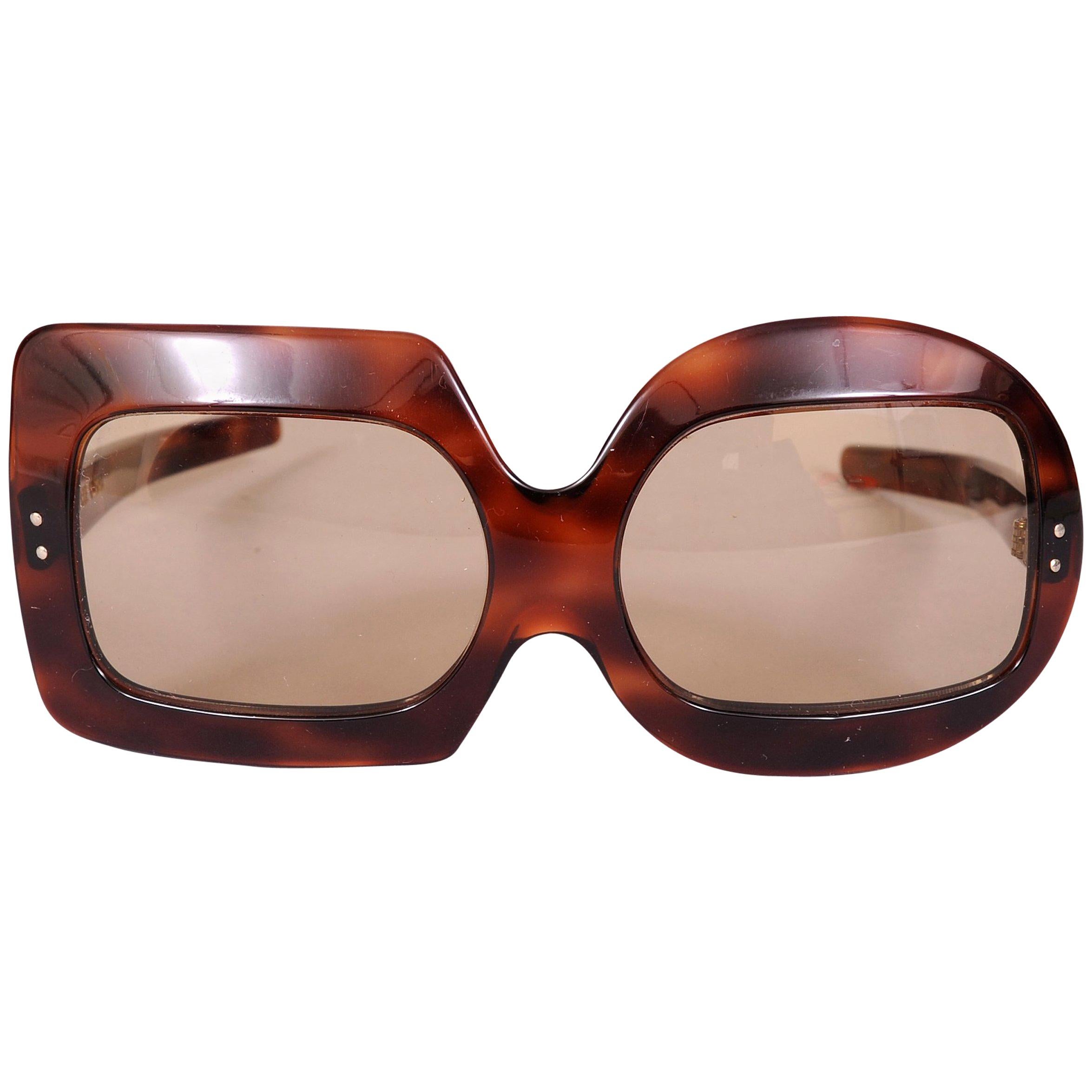 Pierre Cardin Vintage Tortoise Sunglasses with Whimsical Square and Round Lenses