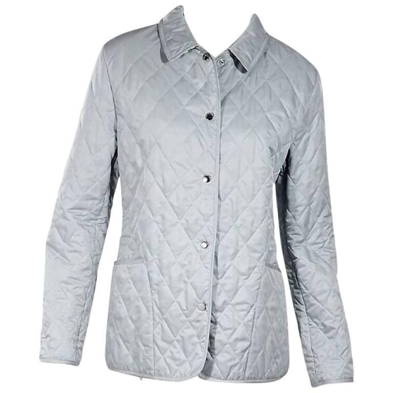 Light Blue Burberry Quilted Jacket