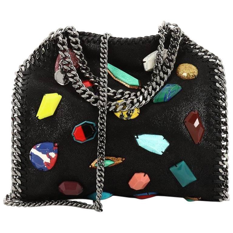 Stella McCartney Falabella Fold Over Crossbody Bag Embellished Shaggy Dee