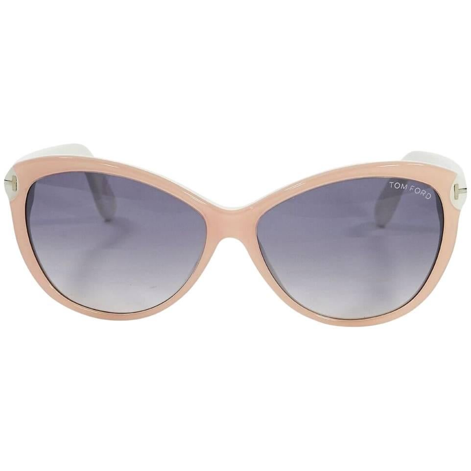 Beige & White Tom Ford Cateye Sunglasses