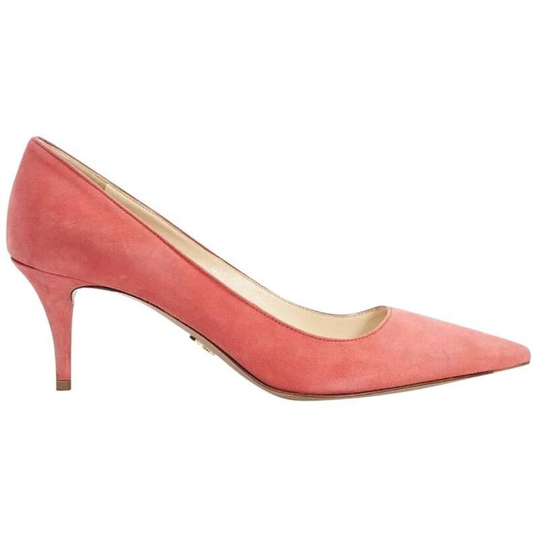 Orange Prada Suede Kitten Heel Pumps For Sale at 1stDibs orange suede