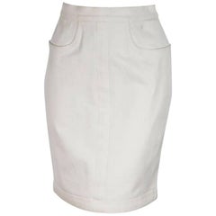 White Chanel Denim Cotton Skirt