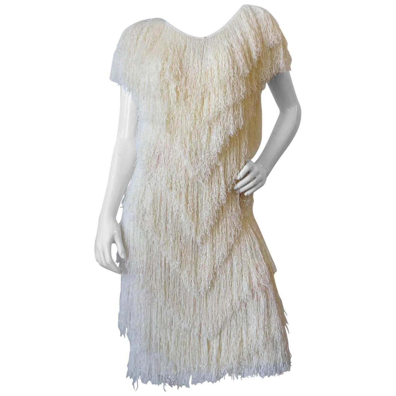 1980s French Rags Cream Fringe Dress For Sale at 1stDibs | french rags ...