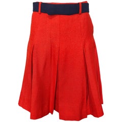 1960s Cardinali Original Sample Orange Irish Linen Pleated Vintage A Line Skirt