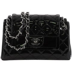 Chanel Chain Double Accordion Flap Bag Quilted Patent Small