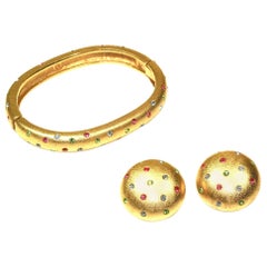 Early 1990's Bangle and Clip Earrings Suite by Swarovski