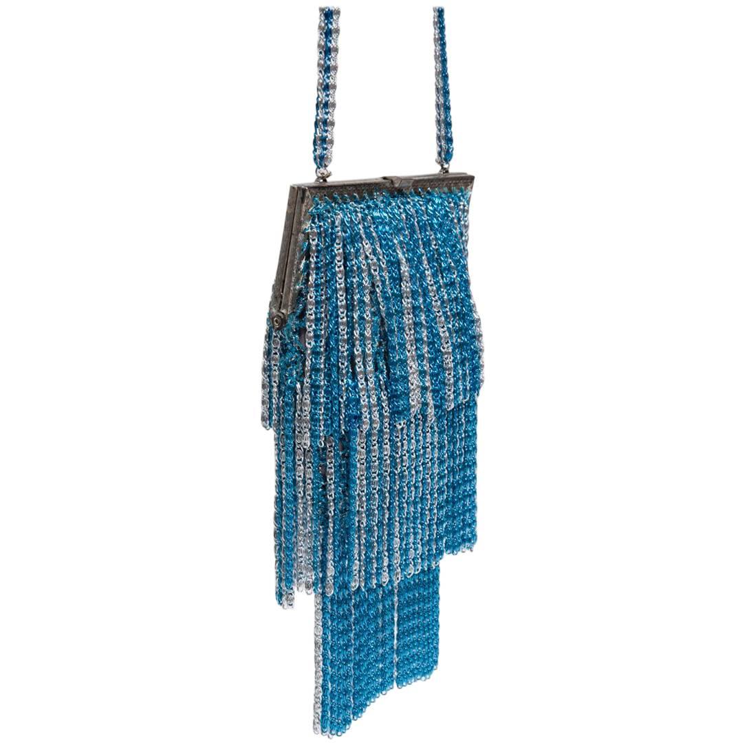 Loris Azzaro Lurex Crochet Evening Bag  For Sale