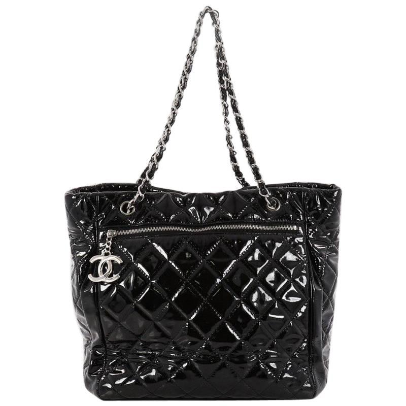 Chanel CC Charm Tote Quilted Patent Vinyl Large