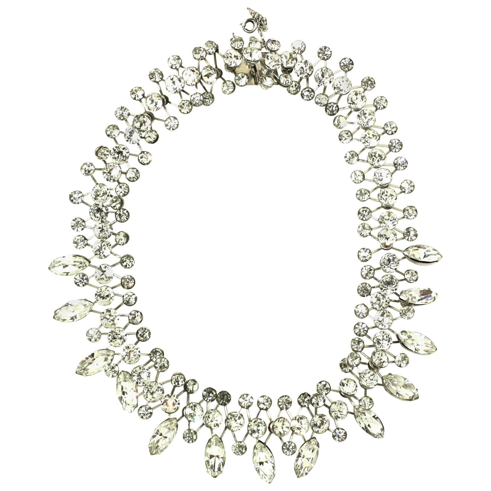 Mid-1940's Clear Crystal Necklace by Eisenberg For Sale