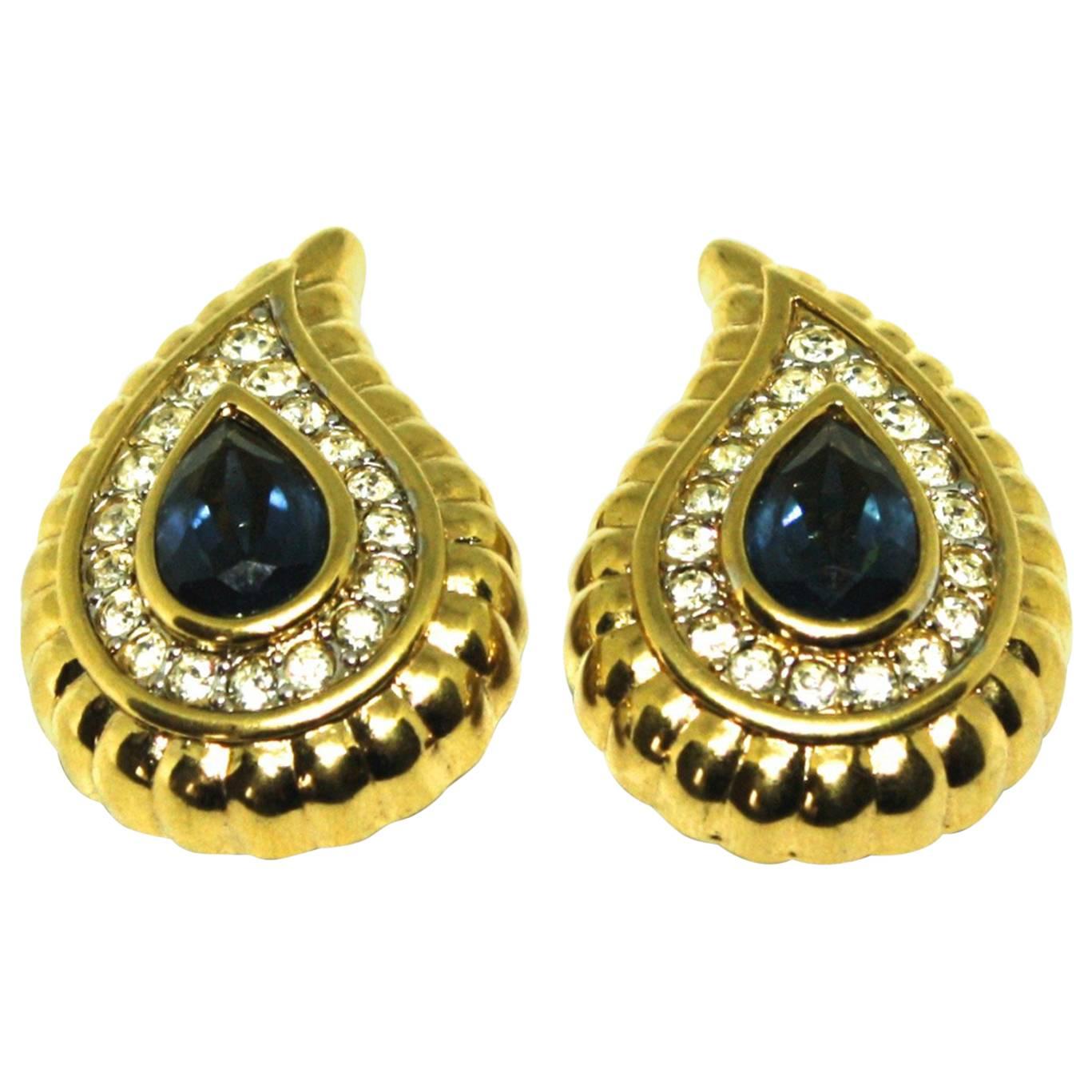 1980's Large Clip Earrings by Nina Ricci For Sale