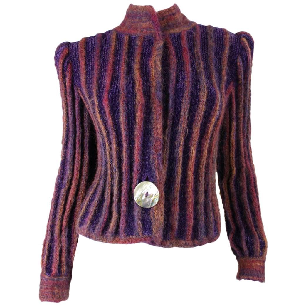 1980's Ann Caron by Annette Pyes  Mohair Cardigan For Sale