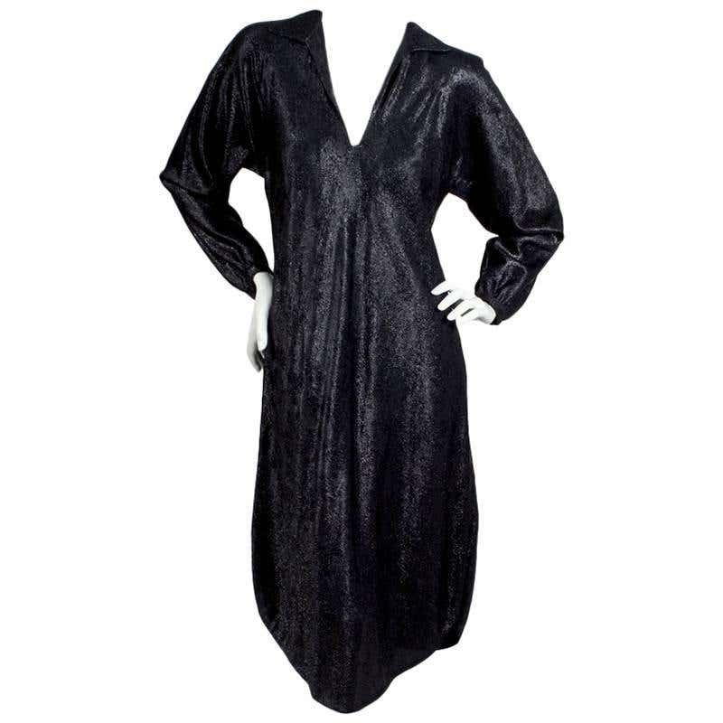 Halston Black Silk Charmeuse Gown For Sale at 1stDibs