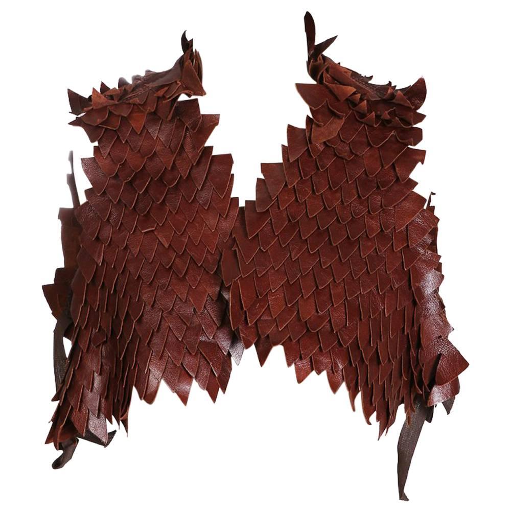 Margiela Brown Leather Reptilian Scales Vest, contemporary