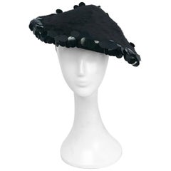 Vintage 1950s Black Beaver and Sequin Hat