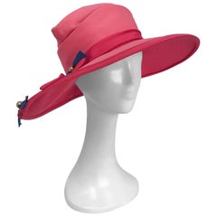 Wide Brim Hat with Pink and Blue Ribbon Bows, 1960s 