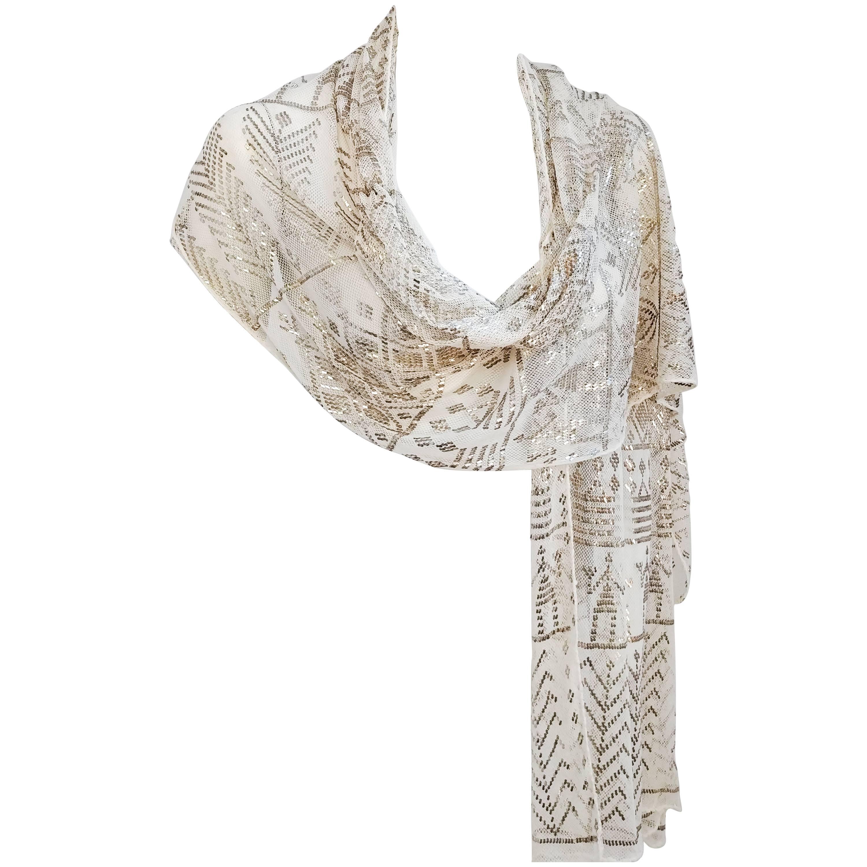 1920s Silver Assuit Shawl