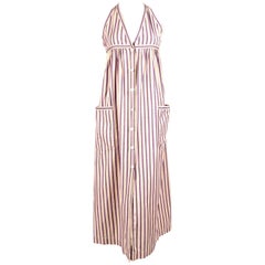 1970's YVES SAINT LAURENT striped cotton dress with patch pockets