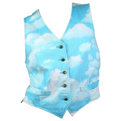 Moschino Jeans Cloud Print Light Blue Vest with Gold Hardware at 1stDibs