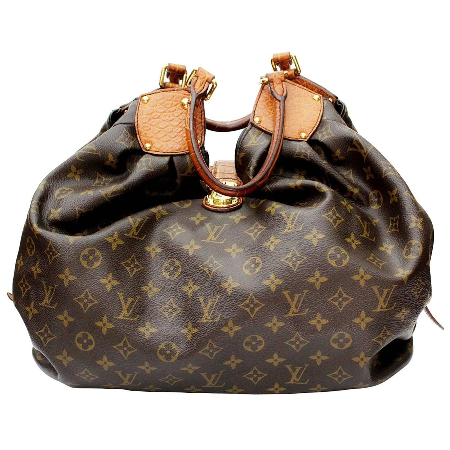 Louis Vuitton Black Denim Monogram XL Hobo Bag Artsy 114lv5 at