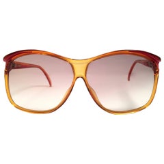 New Vintage Viennaline Amber Translucent Oversized Sunglasses Germany 1980