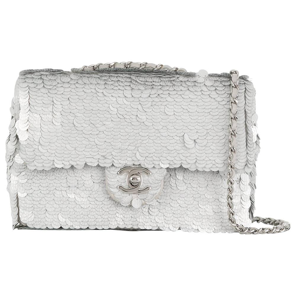 Chanel Mini Flap, Silver Sequin, New in Dustbag WA001